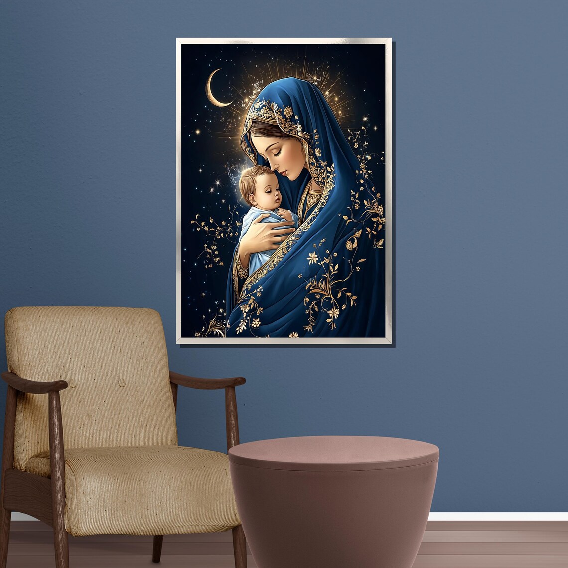 Madonna and Child Starry Night Blue Mantle Virgin Mary Poster - Image 5