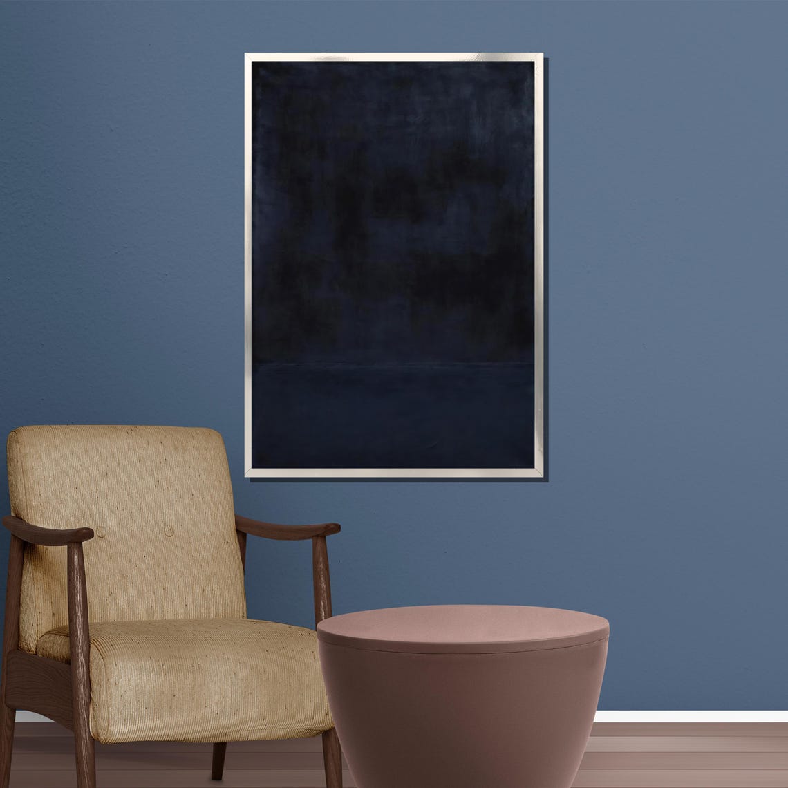 Deep Midnight Blue Dark Moody Minimalist Abstract Color Poster - Image 5