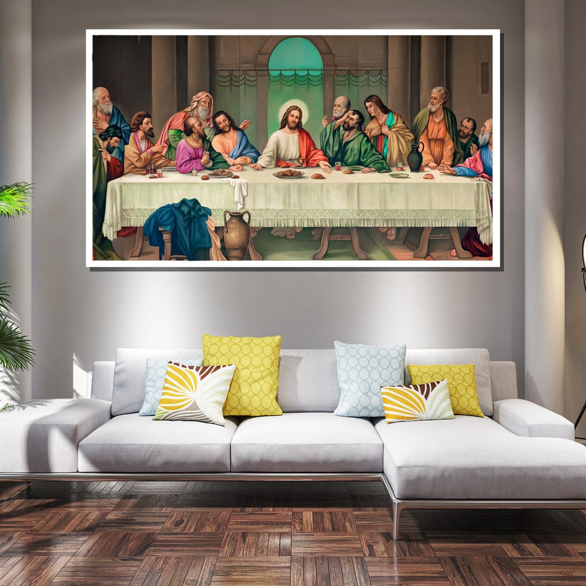 The Last Supper Jesus and Apostles Colorful Traditional Poster - Image 4