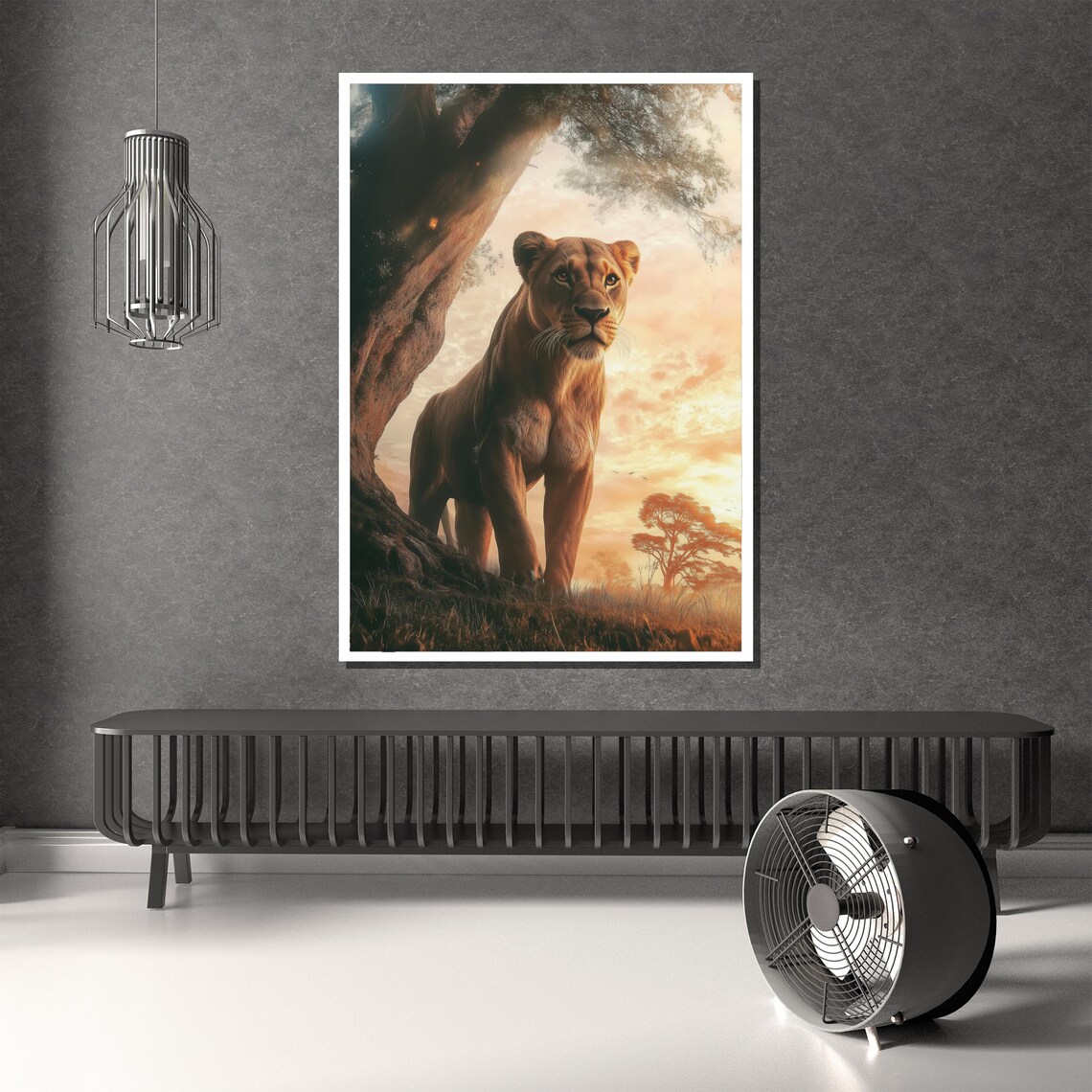 Regal Lioness At Sunset Safari Golden Hour Savannah Wildlife Poster - Image 2