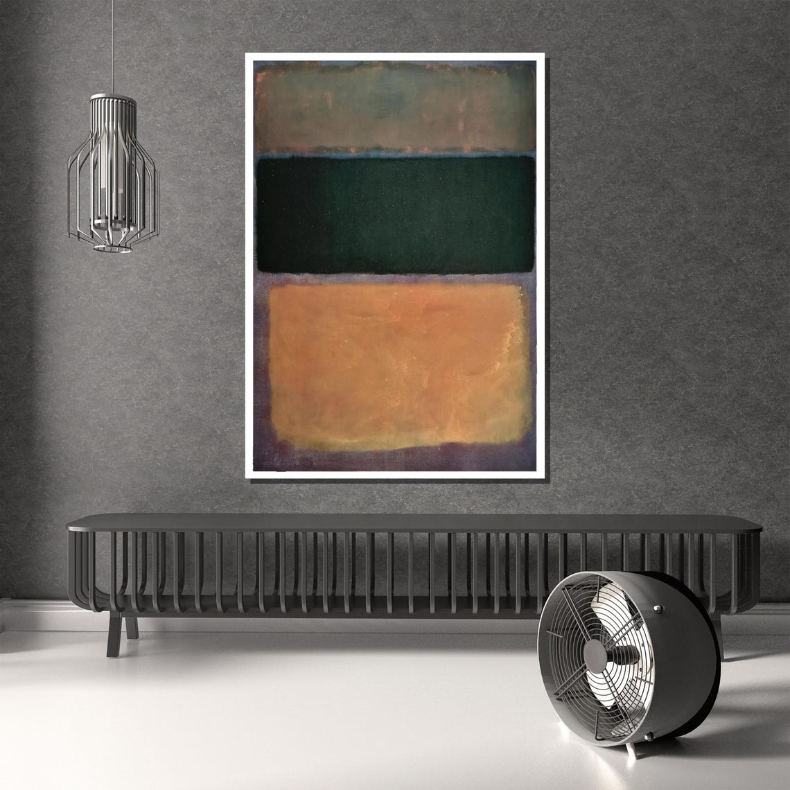 Ochre and Forest Green Soft Color Block Modern Painting Poster - Image 4