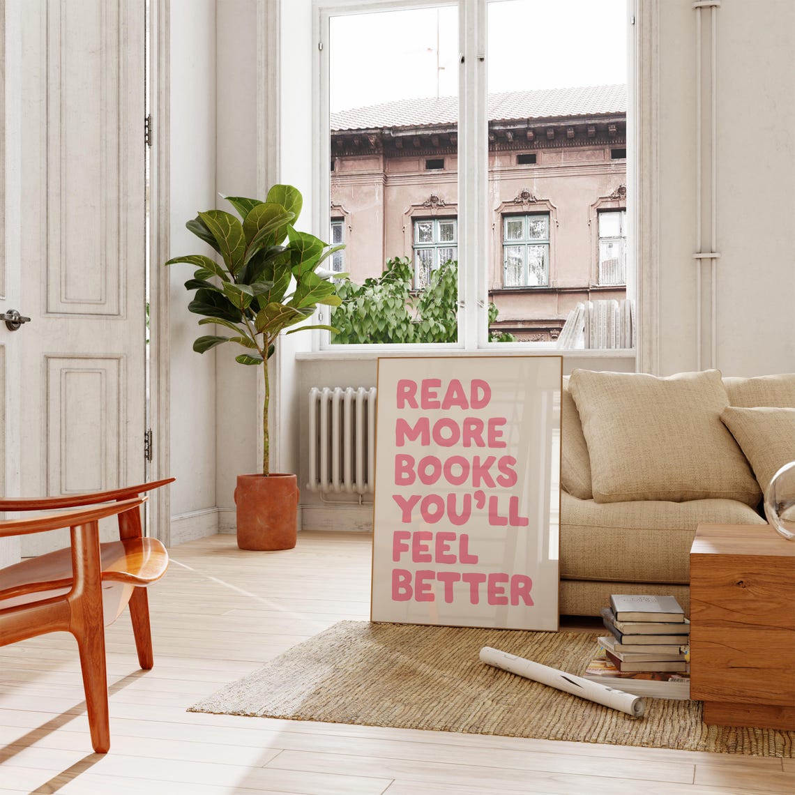 Read More Books Pink Reader Quote Cute Book Lover Gift Poster - Image 2