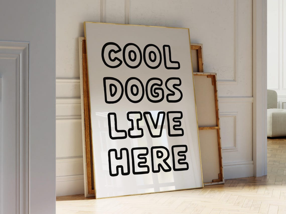 Cool Dogs Live Here Bubble Outline Typography Dog Lover Poster - Image 2