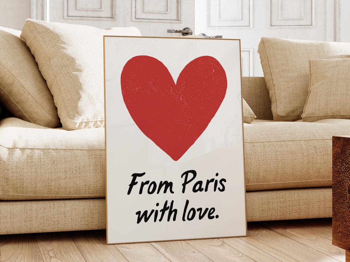 Paris Quote Wall Art Paris Travel Art Print Trendy French Quote Print Cute Aesthetic Heart Print France Wall Art Girly Print - Image 2