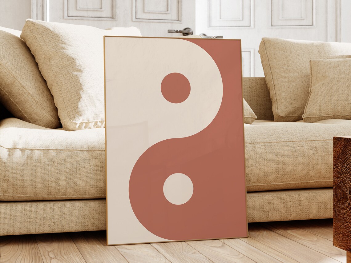 Terracotta Yin Yang Cream Minimal Abstract Zen Meditation Poster - Image 3