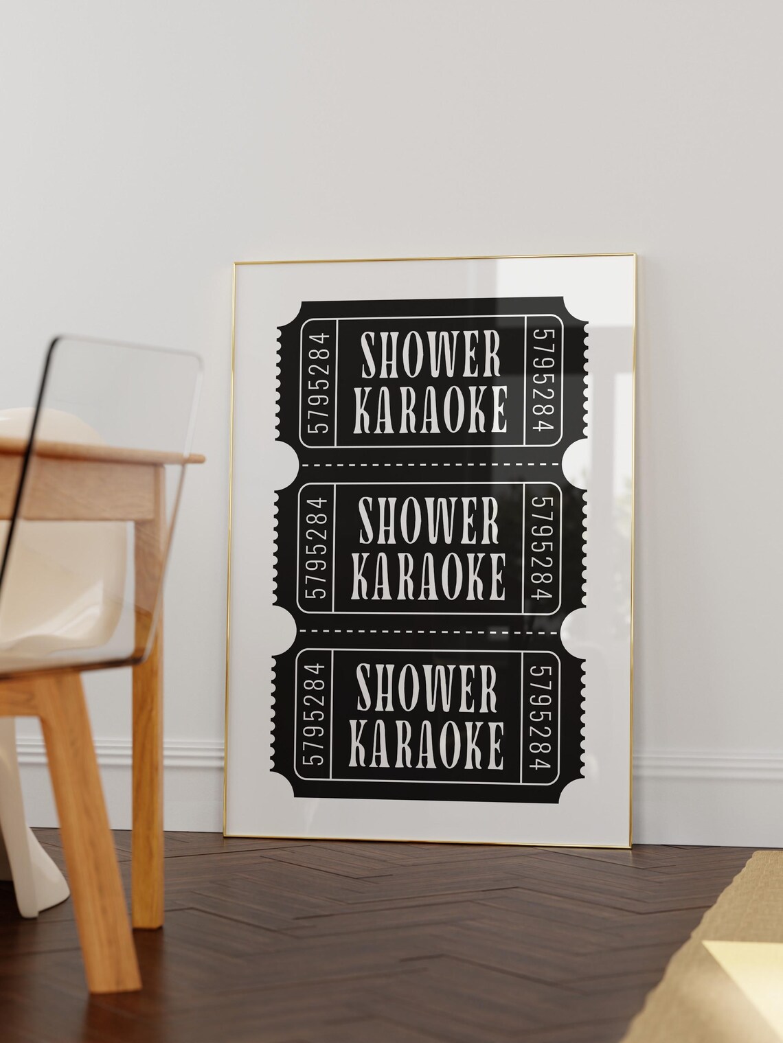 Shower Karaoke Vintage Admission Ticket Stubs Funny Bathroom Poster