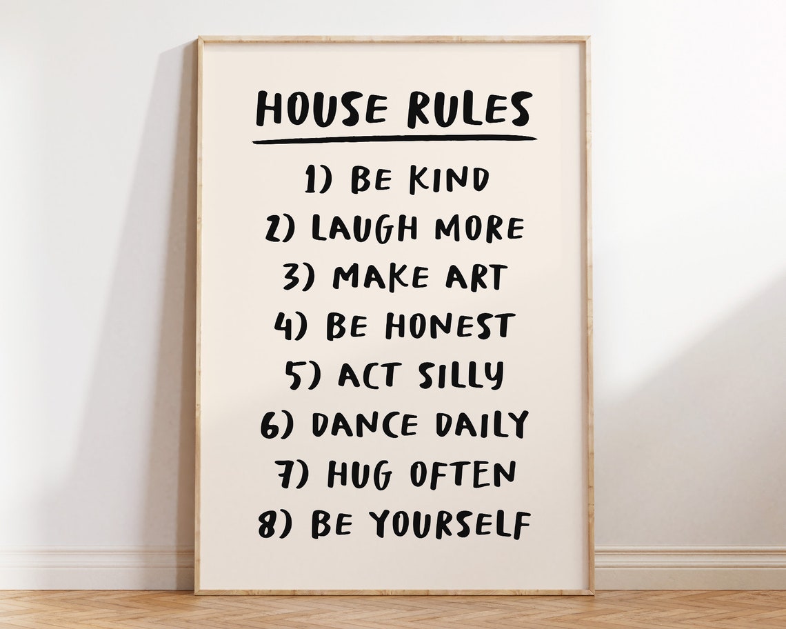 House Rules Black Hand Lettered Family List Inspirational Poster - Image 3