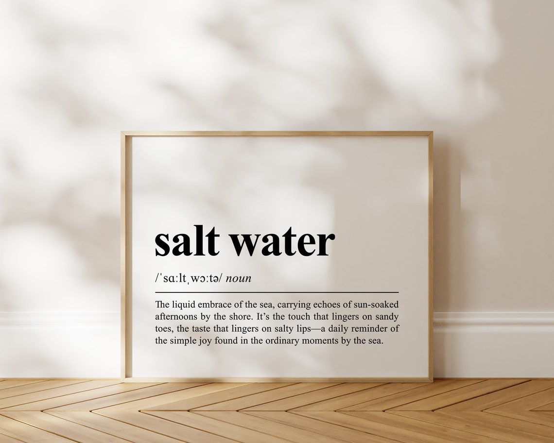Salt Water Sea Definition Coastal Dictionary Beach Decor Poster - Image 3