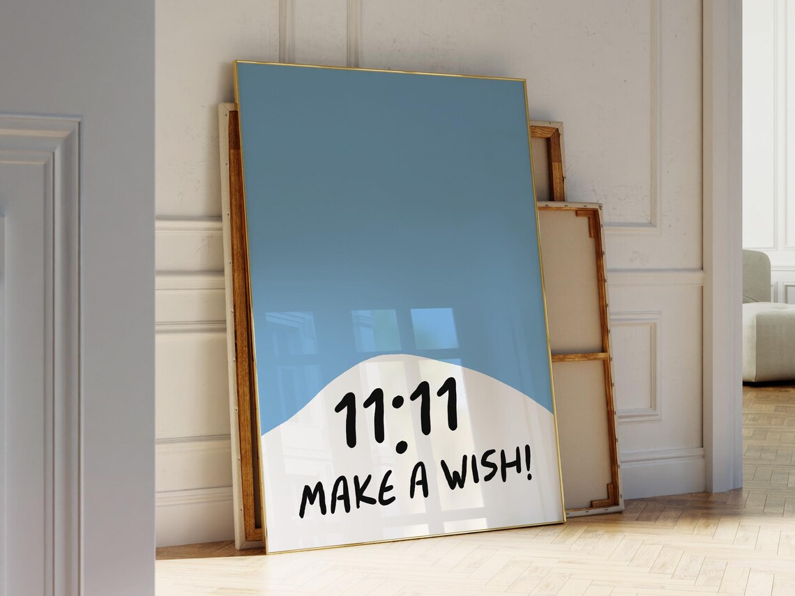 11:11 Make A Wish Blue Angel Number Manifestation Quote Poster - Image 3