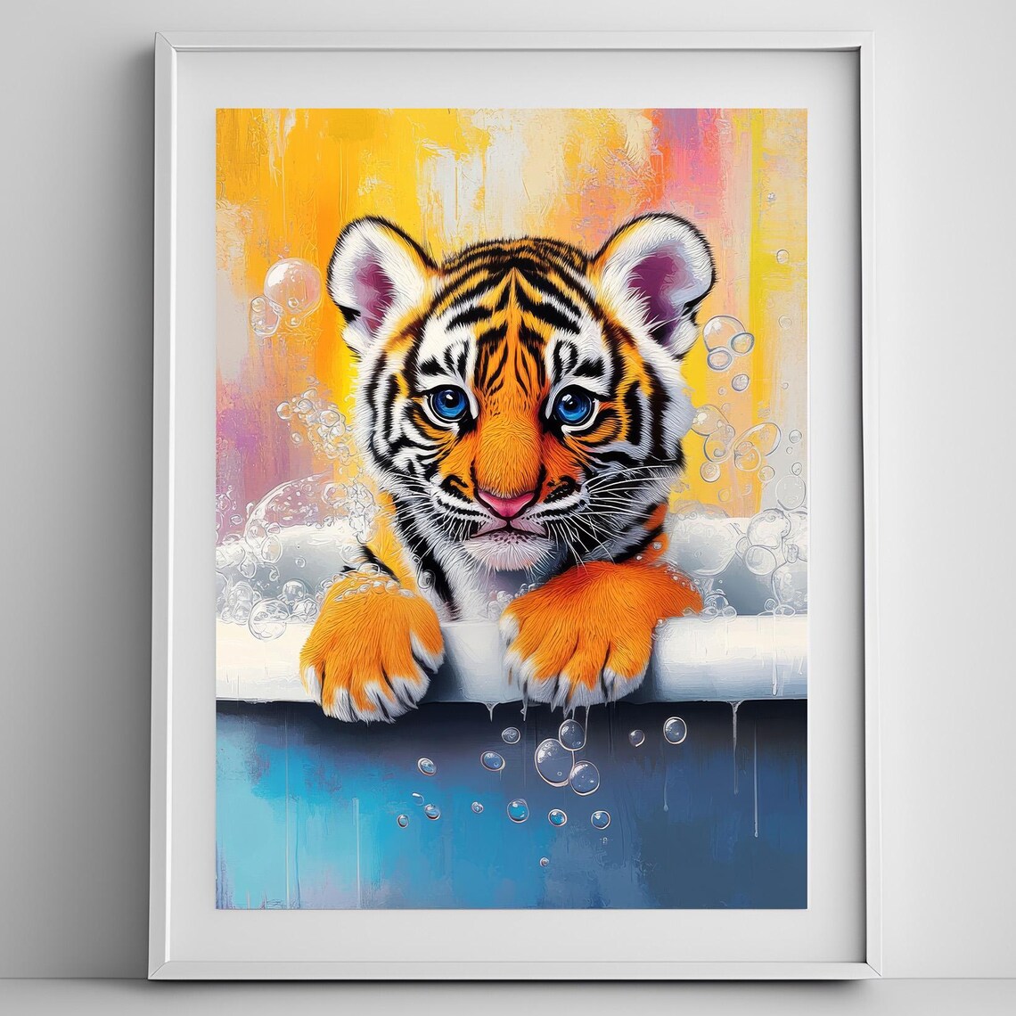Tiger Print, Cute Bubble Bath Bathroom Decor