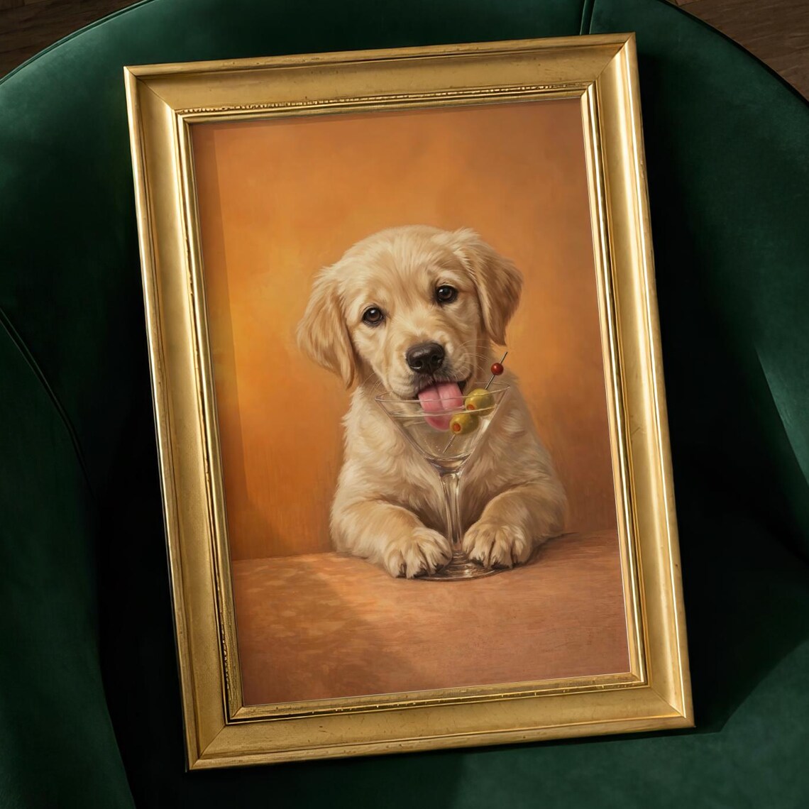 Golden Retriever Cocktail, Funny Puppy Bar Decor