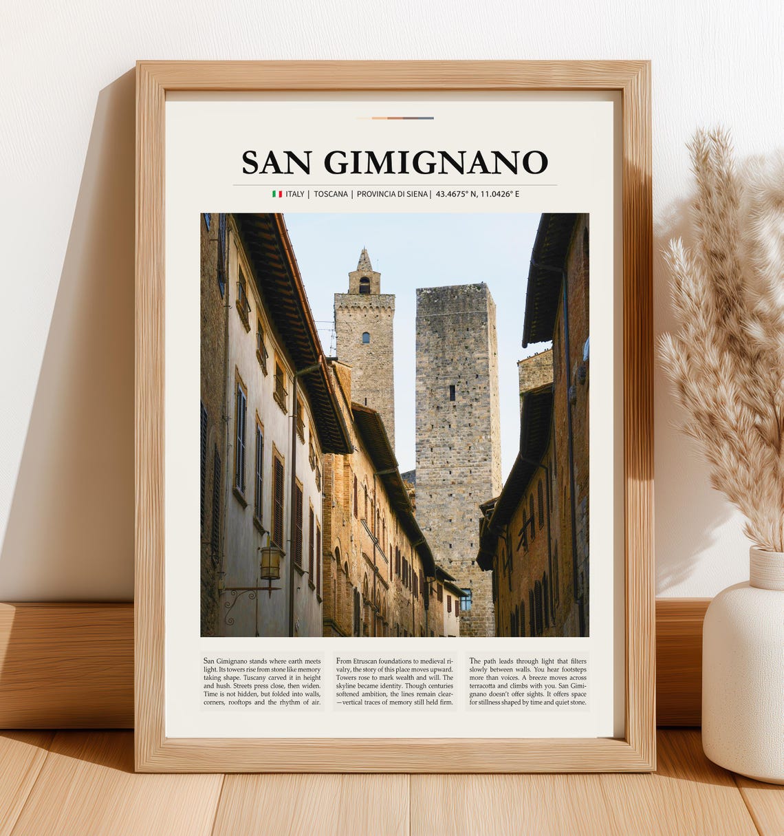 San Gimignano Italy Medieval Stone Towers Tuscany Travel Poster
