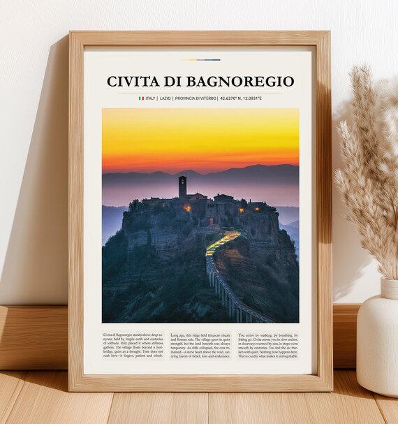 Civita di Bagnoregio Italy Cliff Village Sunset Lazio Travel Poster