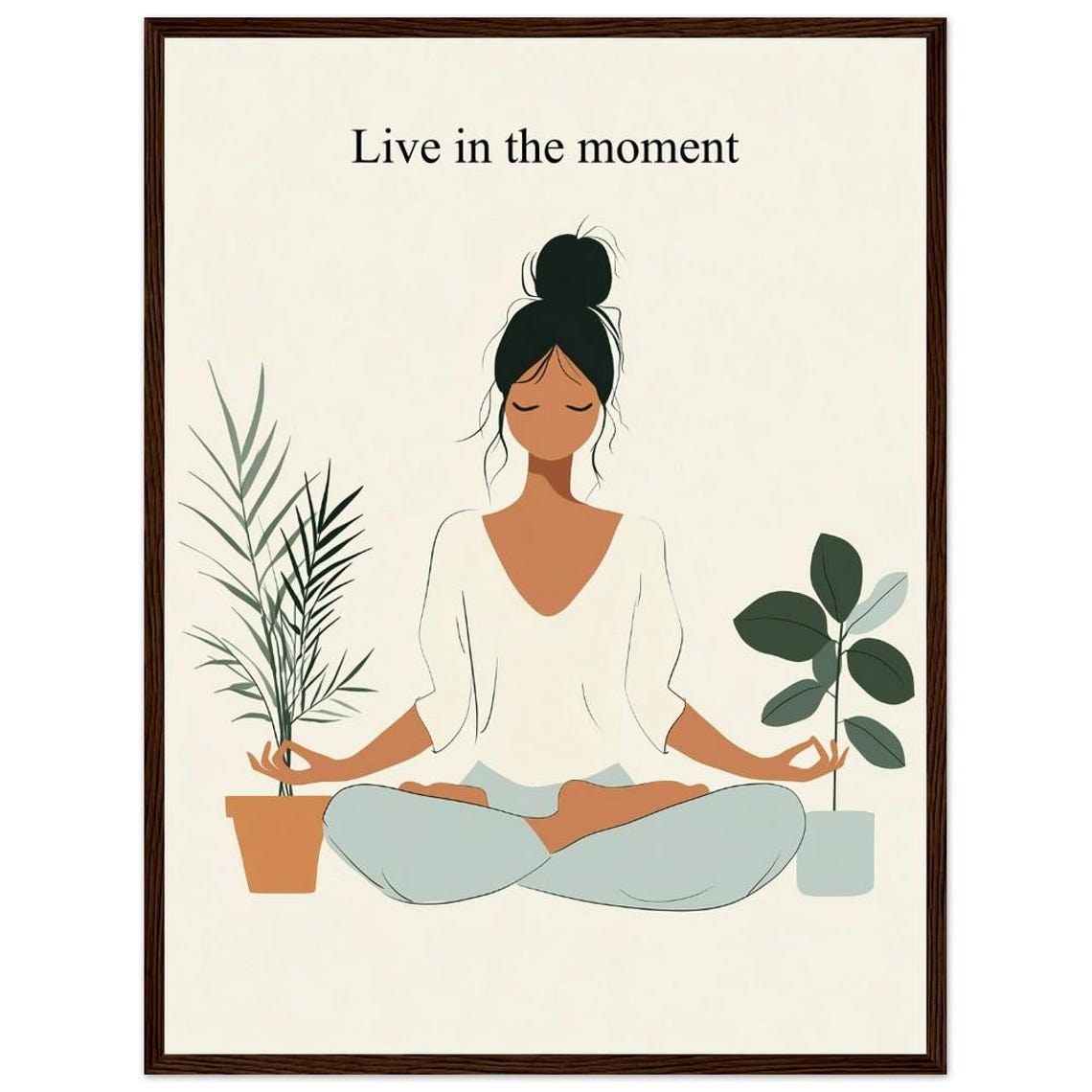 Live In The Moment Yoga Meditation Mindfulness Serene Wall Art