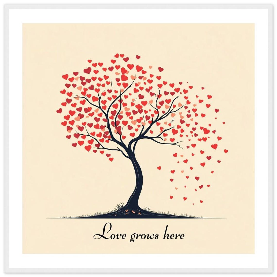 Heart Leaf Tree Love Grows Here Sweet Script Romantic Art Print - Image 3