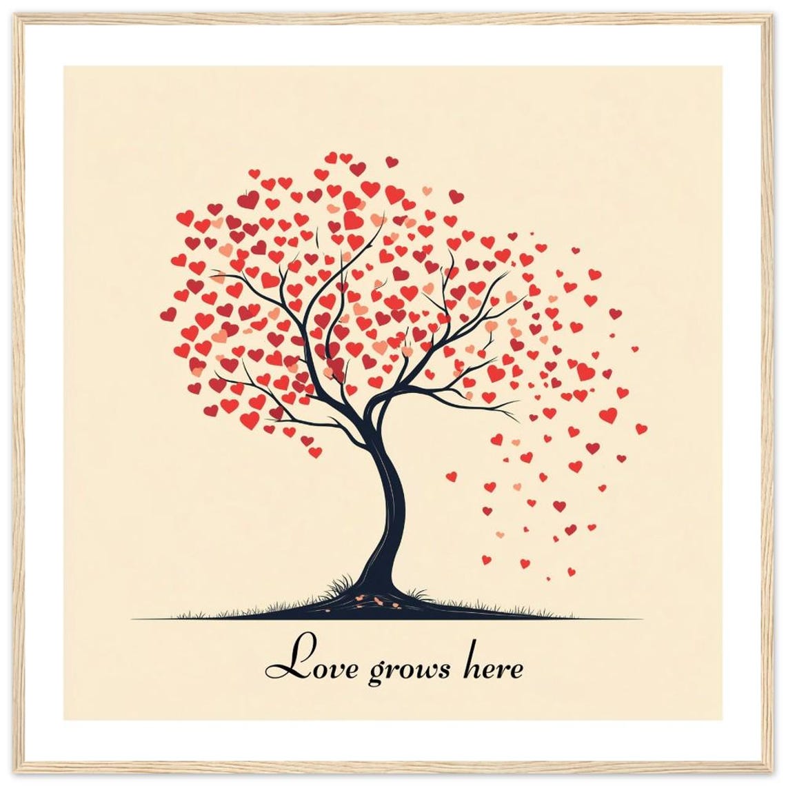 Heart Leaf Tree Love Grows Here Sweet Script Romantic Art Print - Image 2