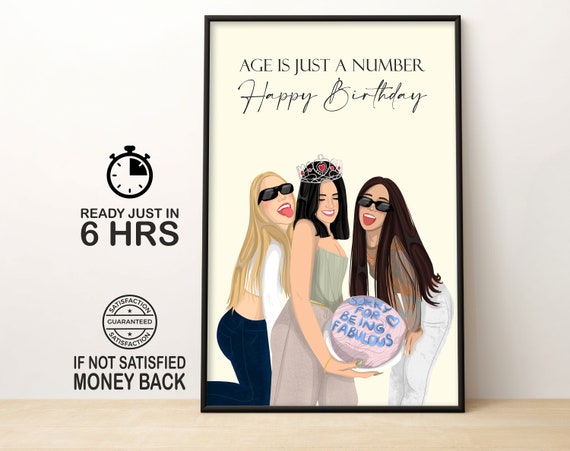 Personalised 18th Birthday Present 18th Birthday Gift For Her Best Friend Print Custom Minimalist Faceless Portrait Portrait