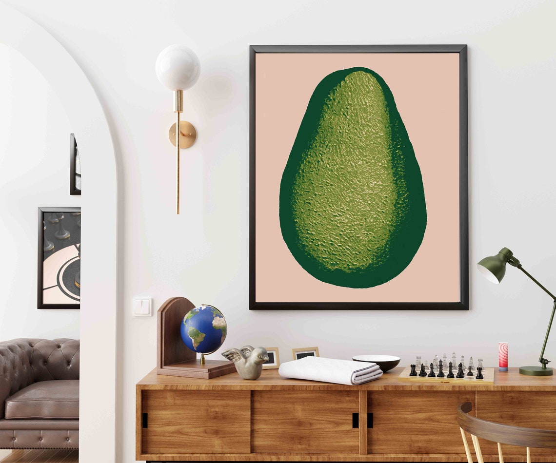 Avocado Pop Art Green Fruit Modern Whimsical Bold Kitchen Poster