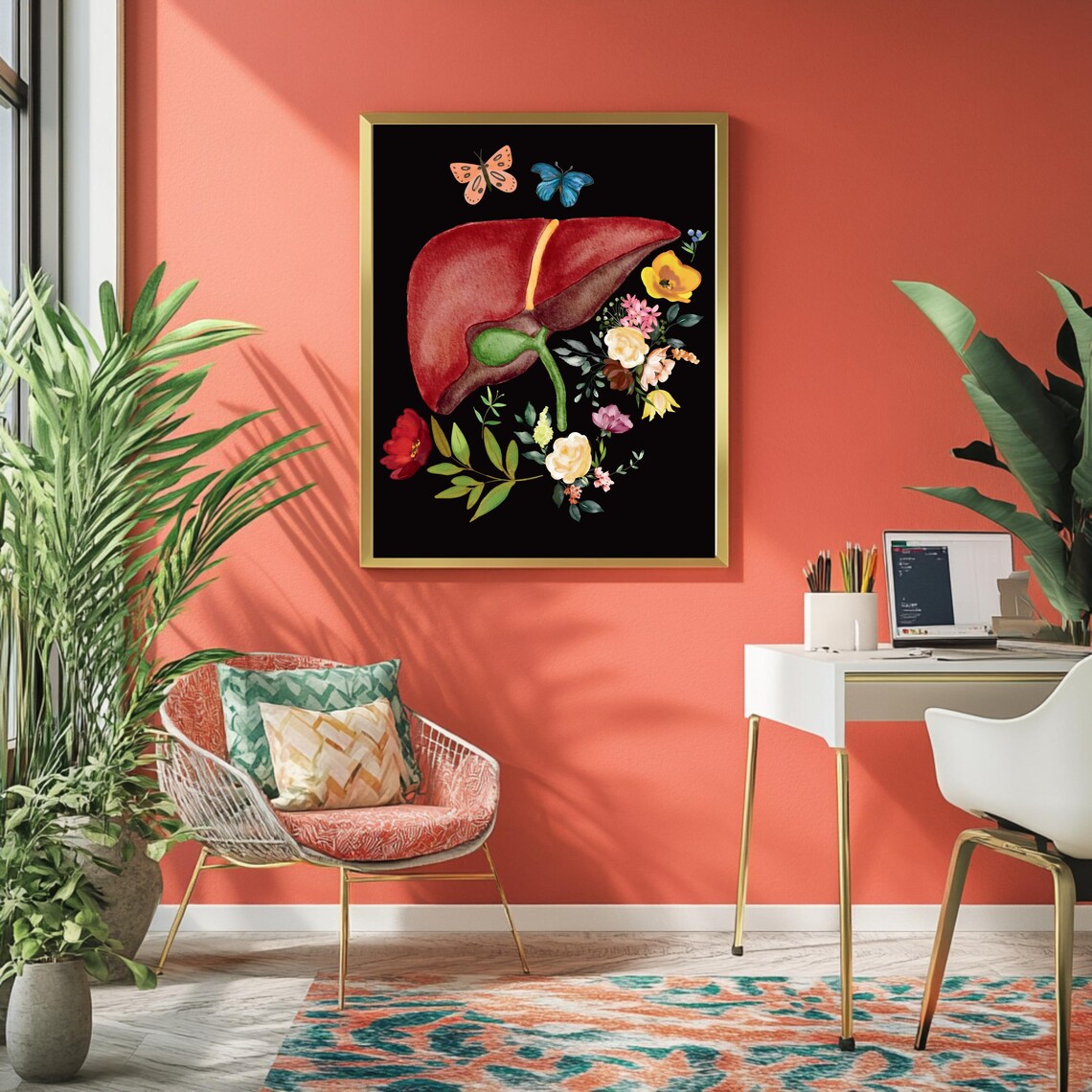 Anatomical Liver Floral Art Print, Medical Anatomy - Image 2