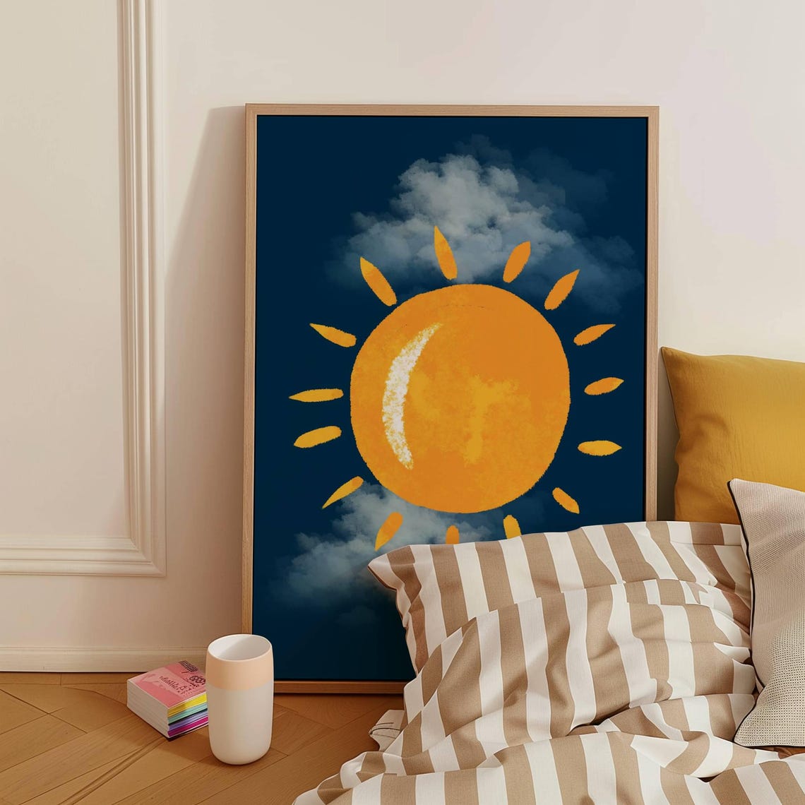 Sun Art Print Abstract Art Sun Sky Wall Art Modern Art Print Yellow Sun Wall Decor Sun Kid Art Sun Nursery Wall Art Playroom Poster Sunshine - Image 3