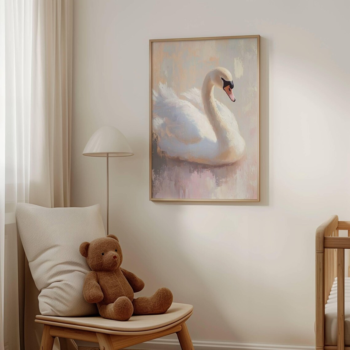 White Swan Vintage Nursery Decor Wall Art Print