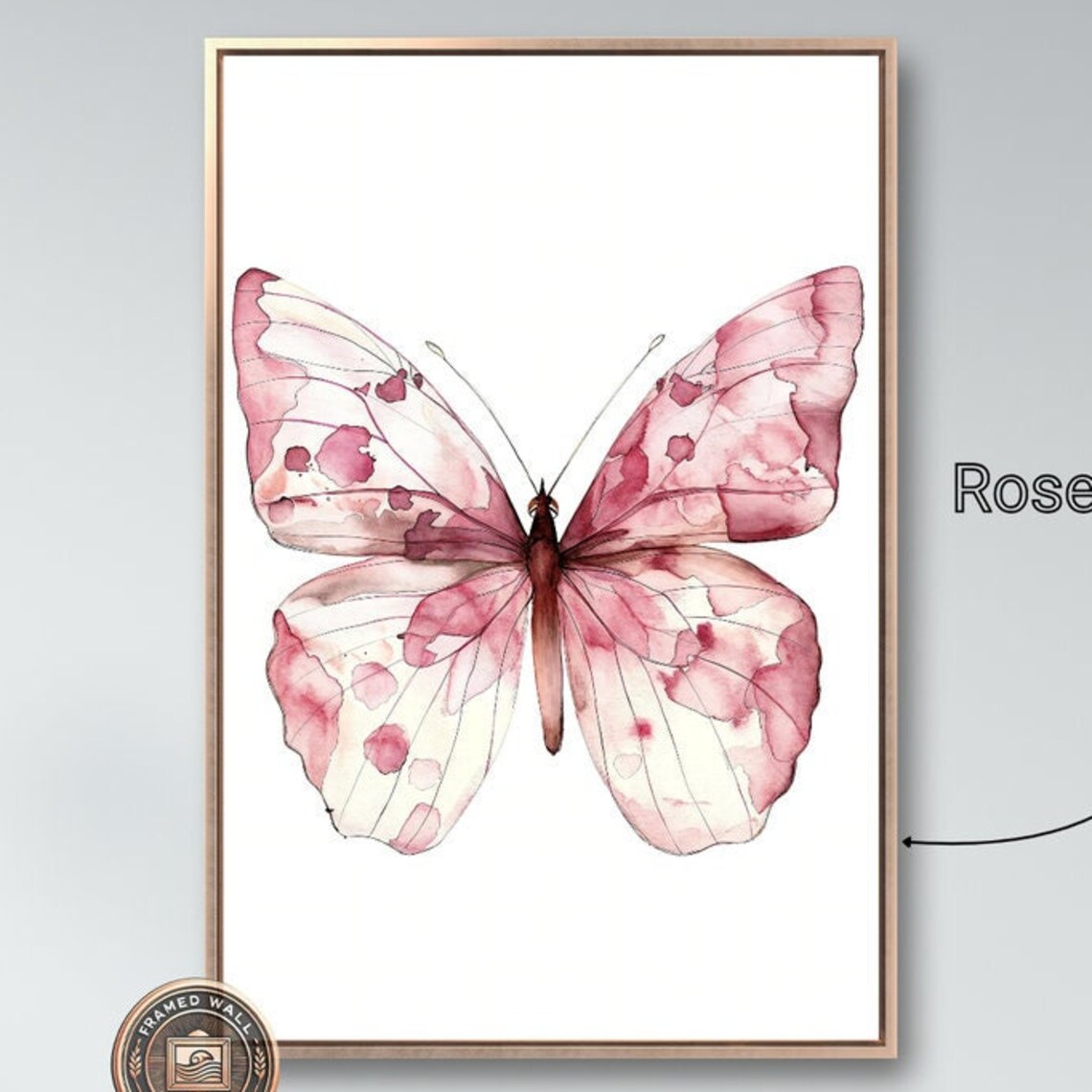 Pink Watercolor Butterfly Delicate Wings Minimal Insect Art Poster