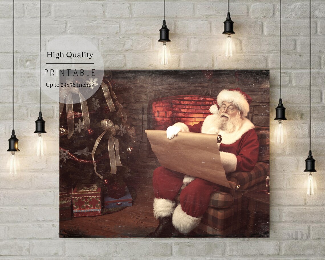 Vintage Santa Christmas Art Print, Farmhouse Decor - Image 2