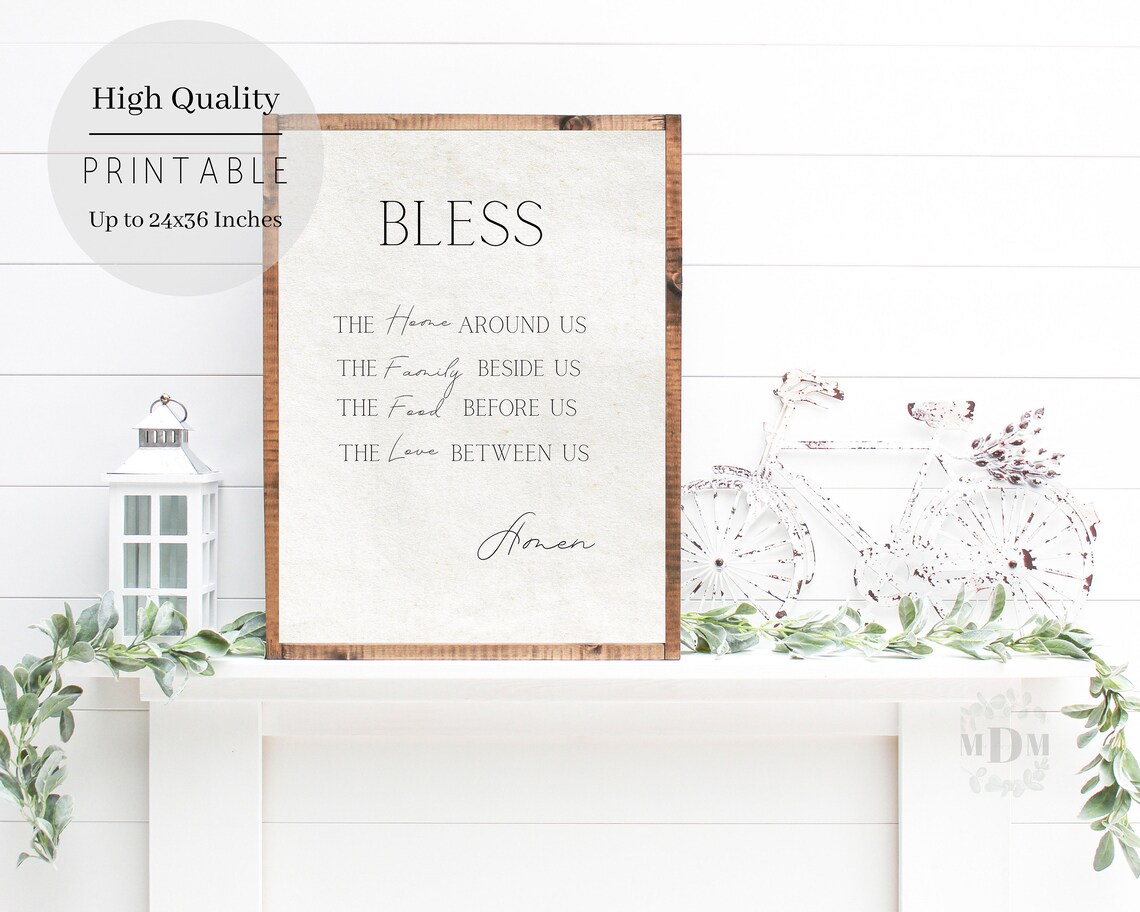 Bless The Home Around Us Prayer Quote Printable Wall Art Poster - Image 3
