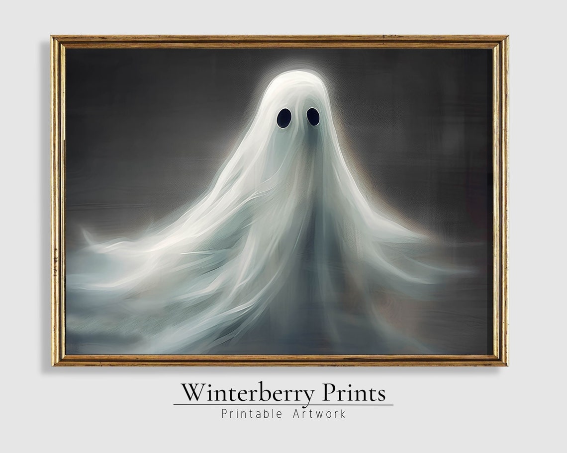Ethereal White Ghost Glowing Dark Haunting Halloween Wall Poster - Image 2