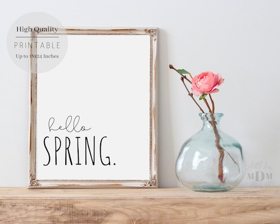 Hello Spring Farmhouse Art Print, Spring Decor