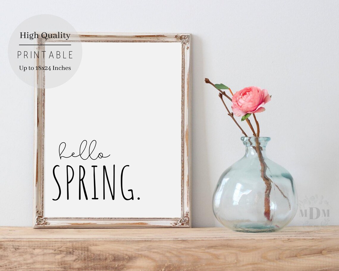 Hello Spring Farmhouse Art Print, Spring Decor