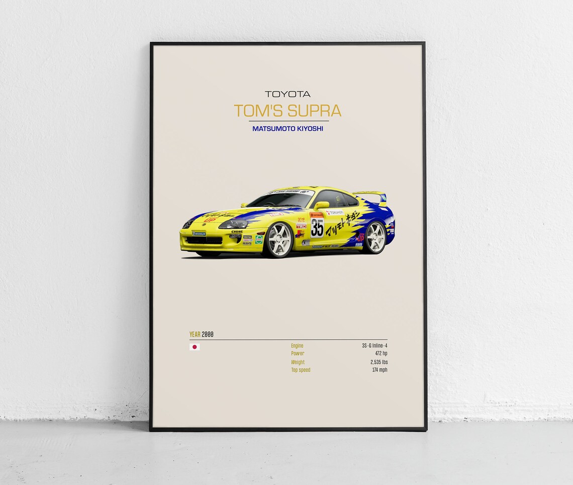Toyota Tom's Supra 2000 Matsumoto Kiyoshi Race Car Spec Poster