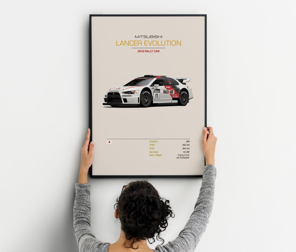 Mitsubishi Lancer Evolution GR.B Rally Car Spec Sheet Poster - Image 2