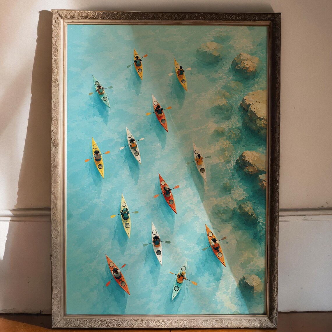 Kayak Drift Coastal Adventure Art Print