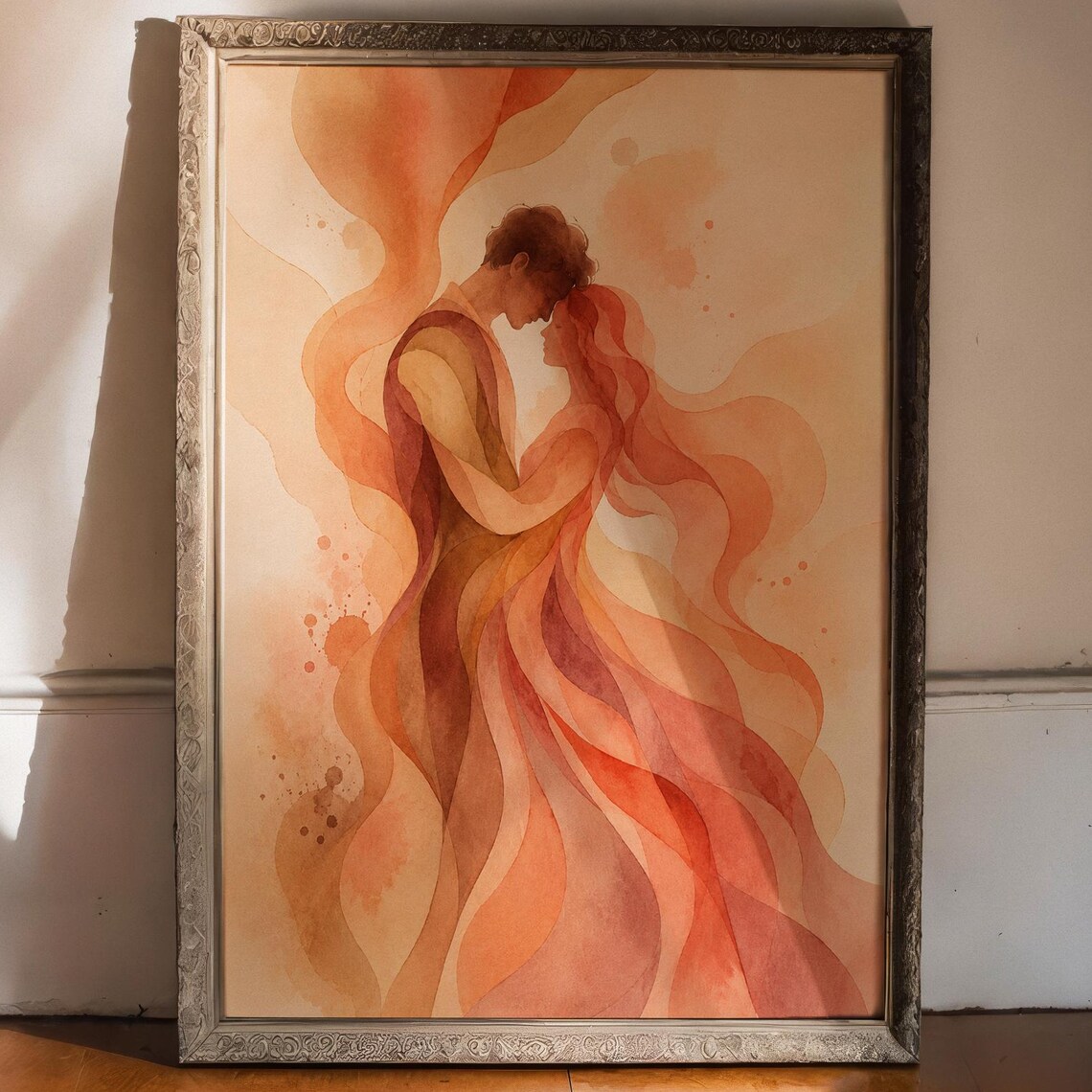 Warm Romantic Couple Watercolor Art Print