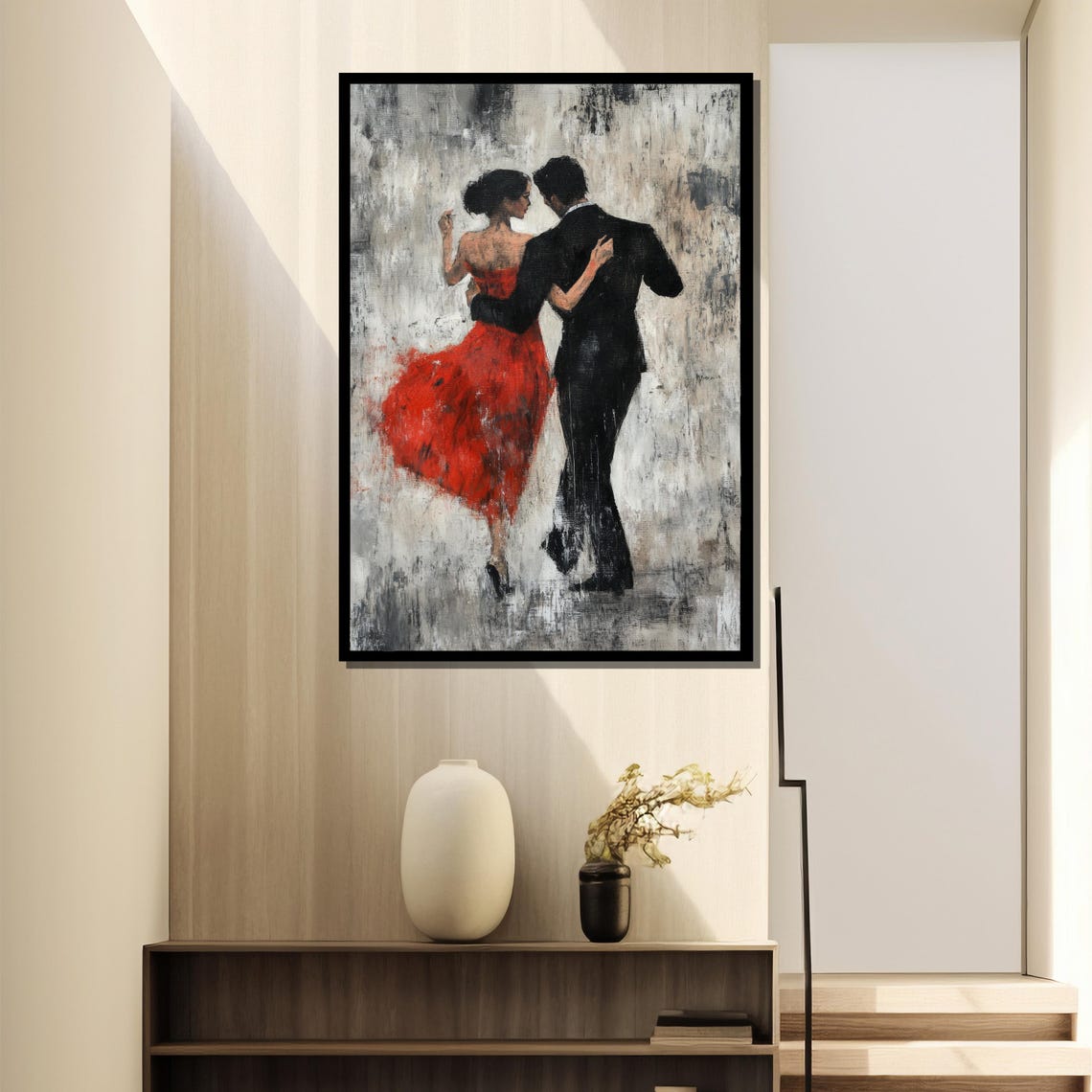 Elegant Dance Couple, Romantic Ballroom Scene Art Print - Image 2