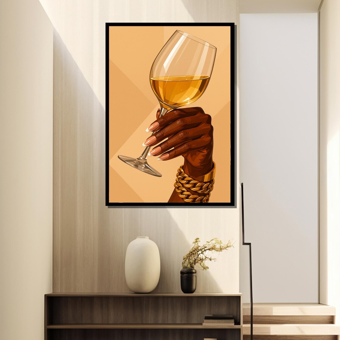Elegant Ebony Hand With Golden Chains, Luxurious Celebration - Image 2