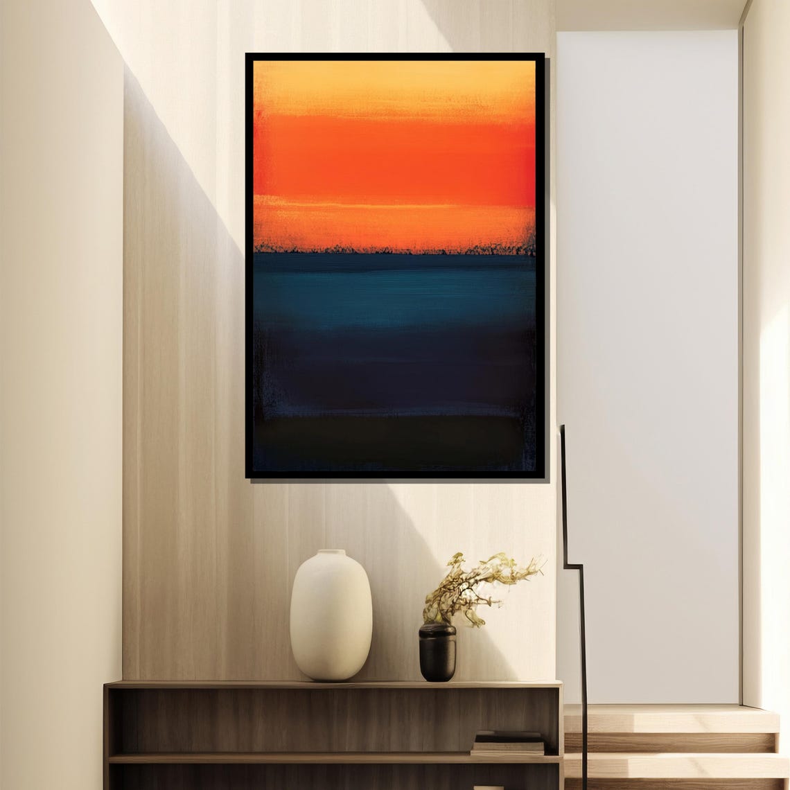 Mark Rothko Orange And Navy Abstract Art Print - Image 2