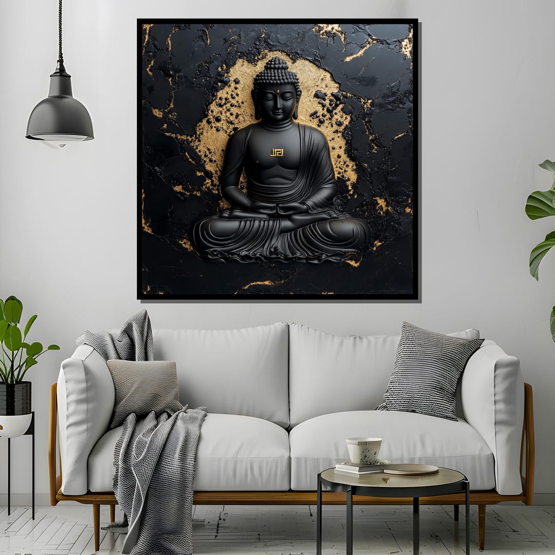Black Buddha, Minimalist Zen Decor Art Print - Image 2