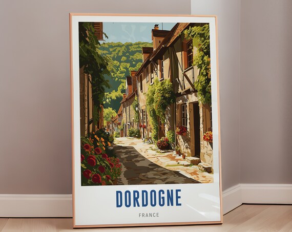 Dordogne Travel Poster, Mid Century Modern