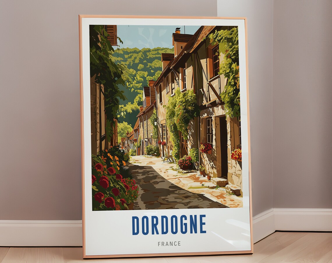 Dordogne Travel Poster, Mid Century Modern