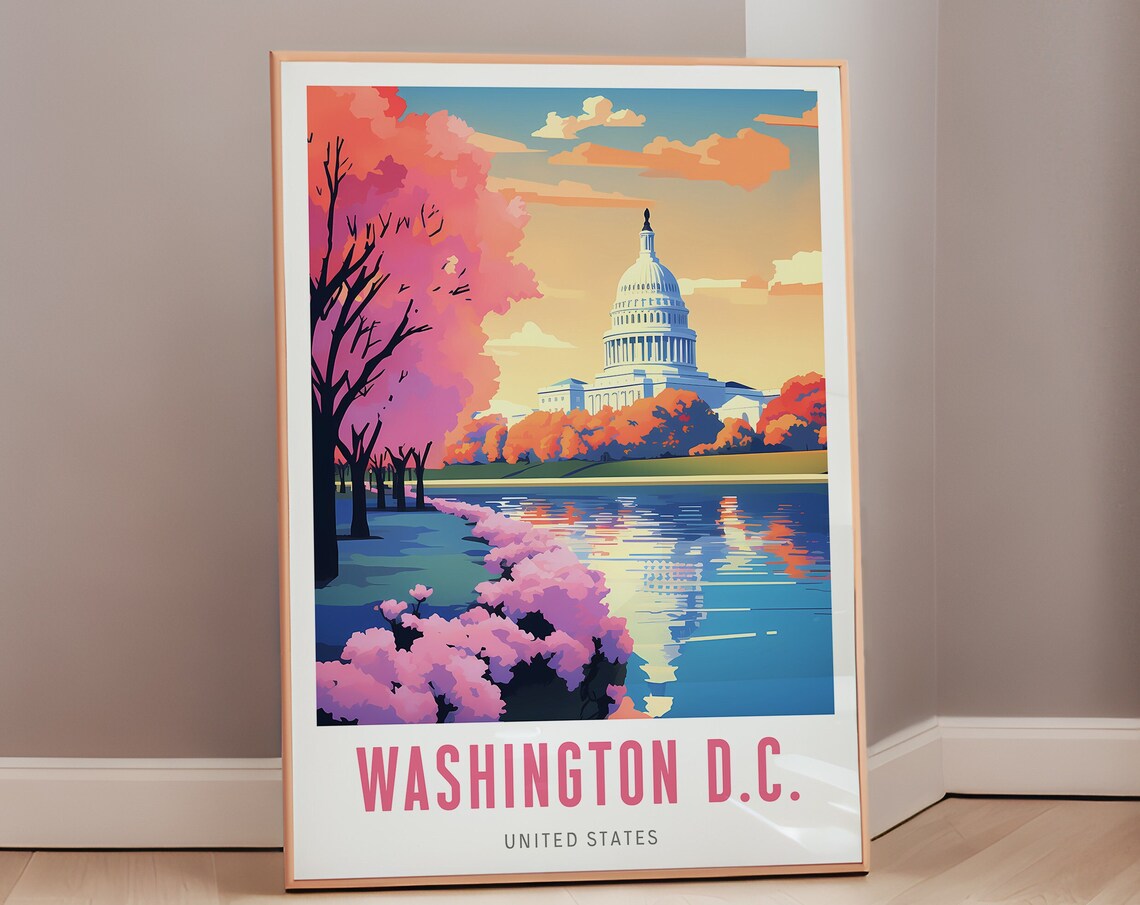 Washington Travel Poster, Mid-Century Modern
