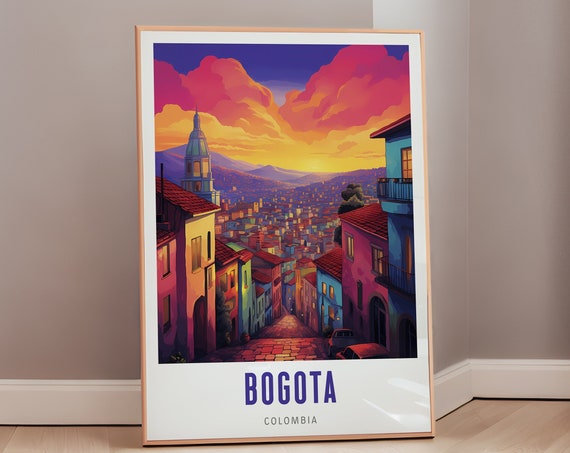Colombia Travel Poster Bogota Mid Century Modern Wall Decor Latin Gift Colombian Art Print Eclectic