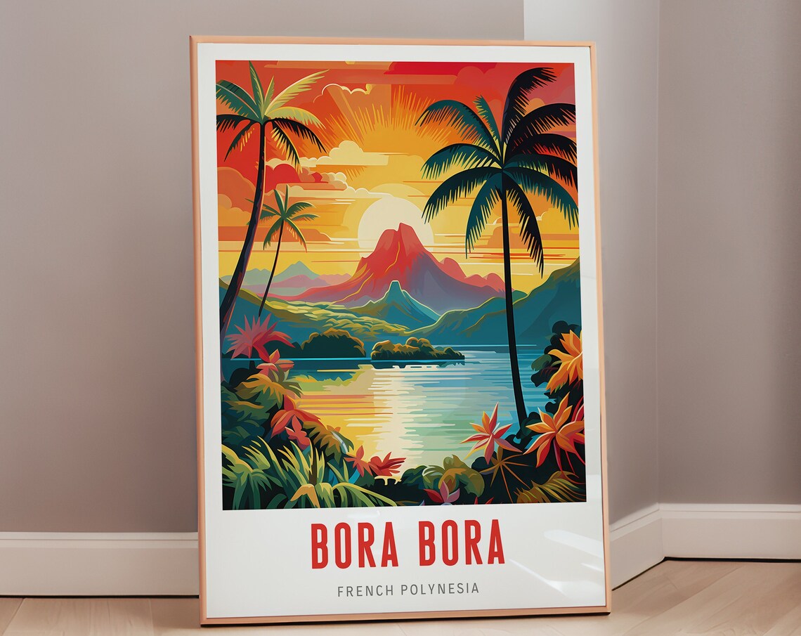 Bora Poster, Mid Century Pacific Eclectic Travel Poster
