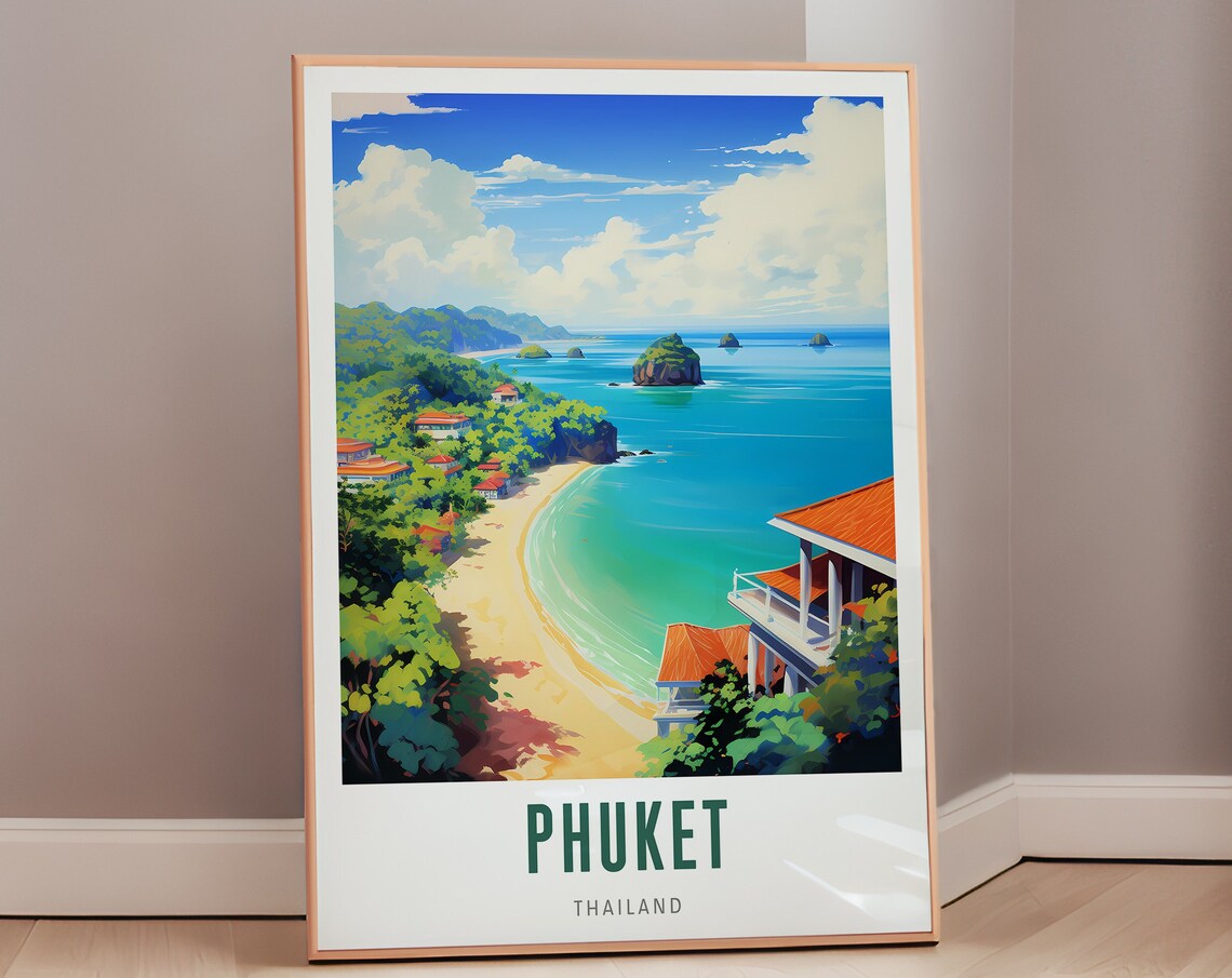 Phuket Travel Poster, Mid Century Modern