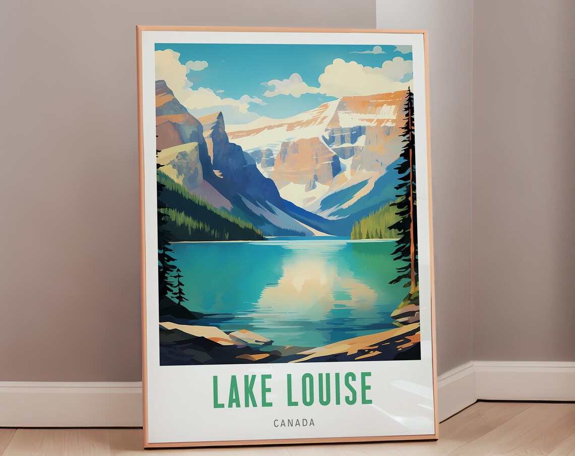 Lake Louise Travel Poster, Mid-Century Modern