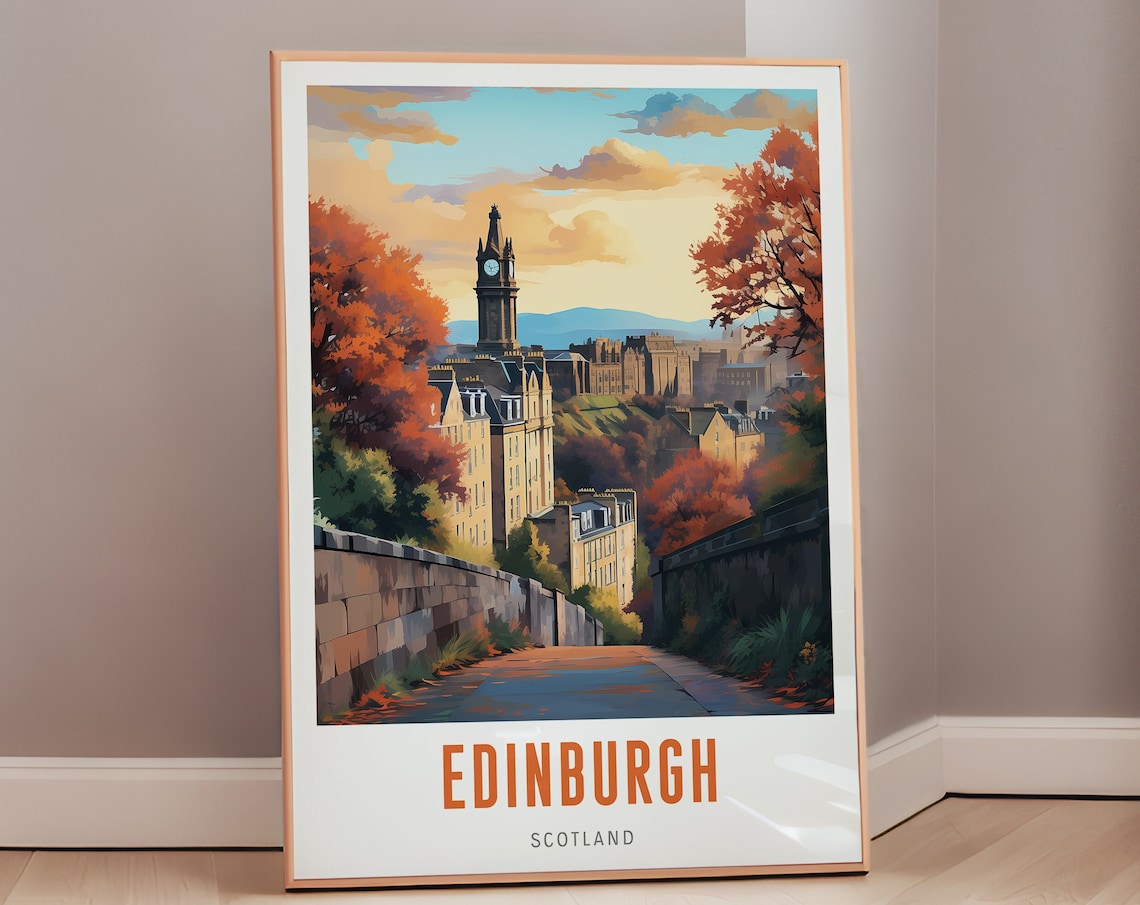 Edinburgh Travel Poster, Mid Century Modern Art Print