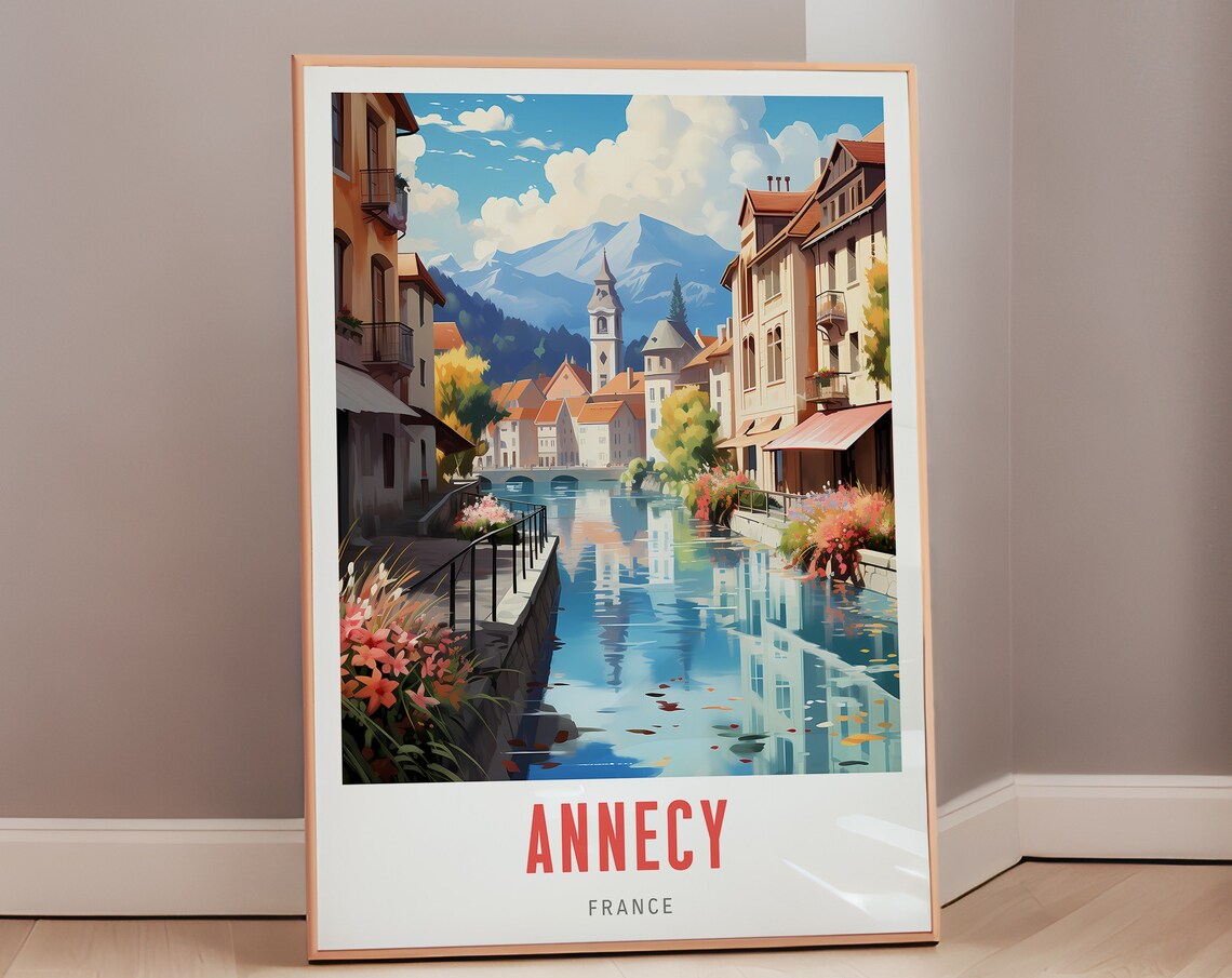 Annecy Travel Poster, Mid-Century Modern Art Print