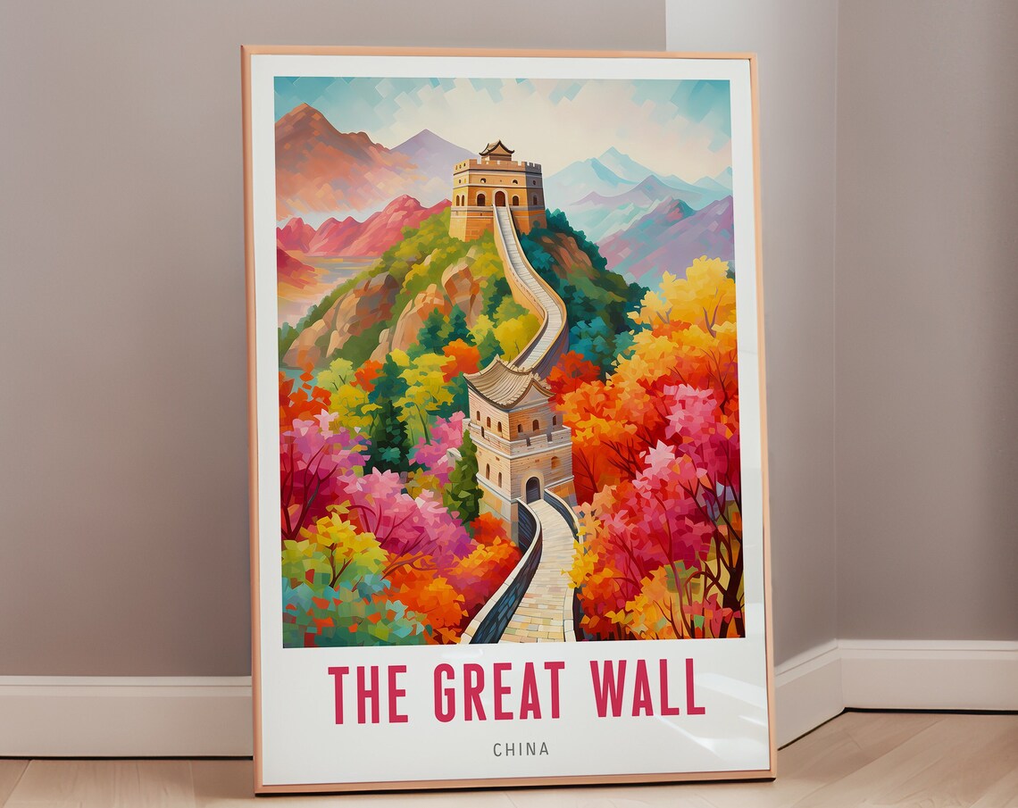 The Great Wall Of China Travel Poster, Mid Century Modern