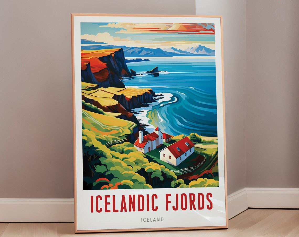 Icelandic Fjords Mid-Century Travel Poster